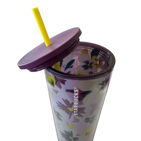 Starbucks Tumbler Pansy Purple Lilac Lavender Flower 24 Oz New 2020 - Picture 3 of 5